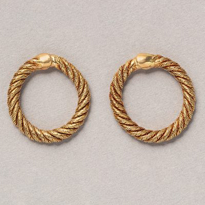 Vintage Georges Lenfant Twisted Rope 18ct Yellow Gold Hoop Earrings, Made in France, Circa 1970s