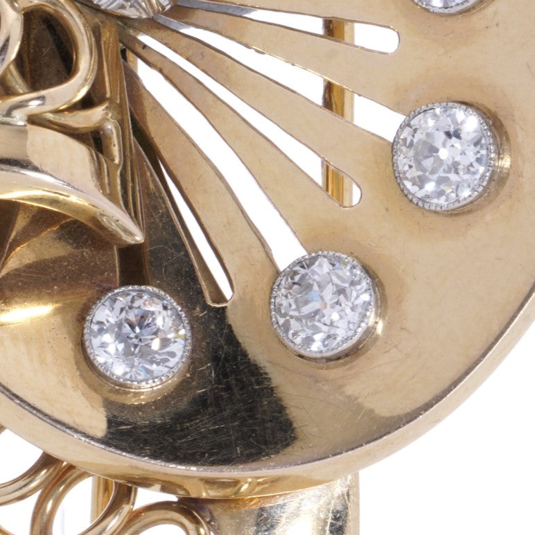 Vintage Retro Boucheron 1.41ct Diamond Set 18ct Yellow Gold Brooch