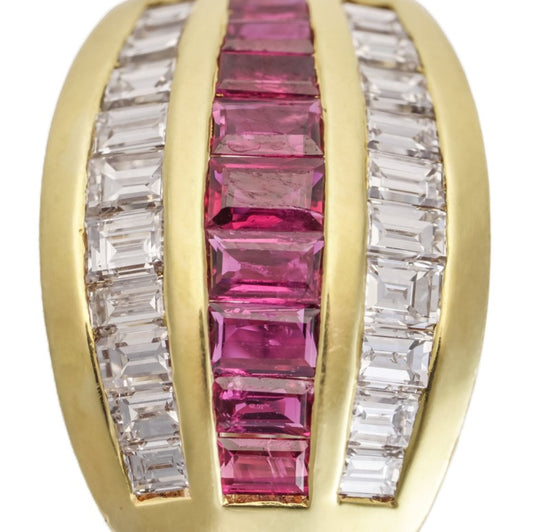 Vintage Ruby and Diamond Clip Earrings in 18ct Yellow Gold