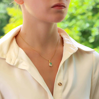 Vintage Van Cleef & Arpels chrysoprase and diamond pendant in gold.