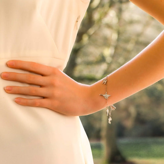 Vintage 1950s Animal Platinum Charm Bracelet with 1.03ct Diamonds and Rubies