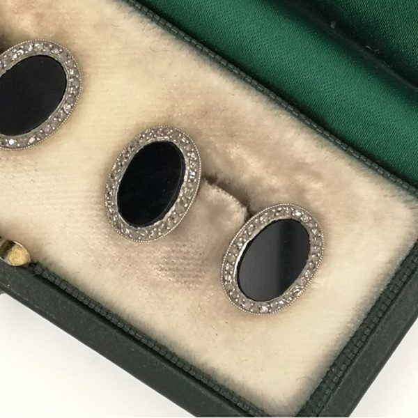 Art Deco Onyx and Diamond Cufflinks