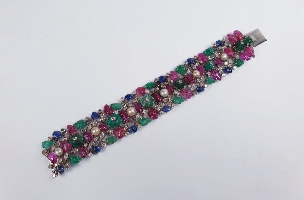 Vintage Tutti Frutti Gem Stone Bracelet, Circa 1950s