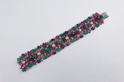 Vintage Tutti Frutti Gem Stone Bracelet, Circa 1950s