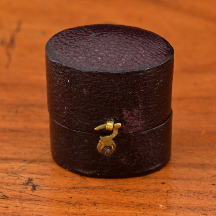 Antique Regency Natural No Heat Ruby and Old Mine Cut Diamond Cluster Memorial Ring in original antique box