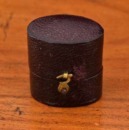 Antique Regency Natural No Heat Ruby and Old Mine Cut Diamond Cluster Memorial Ring in original antique box