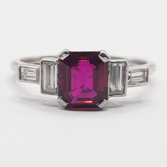 Art Deco Ruby and diamond engagement ring