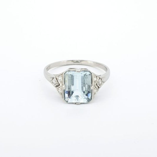 2.15ct Aquamarine and Diamond Cluster Dress Ring in Platinum