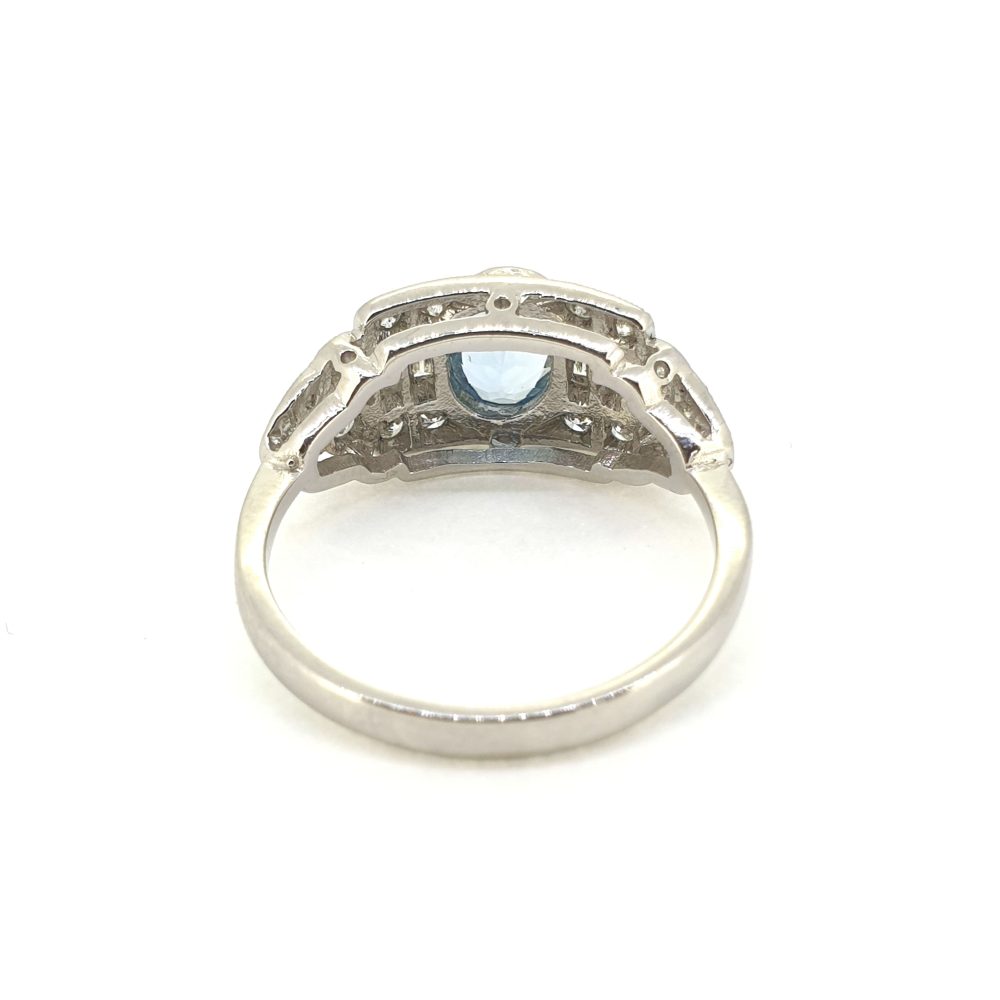 0.70ct Aquamarine and Diamond Cluster Dress Ring in Platinum