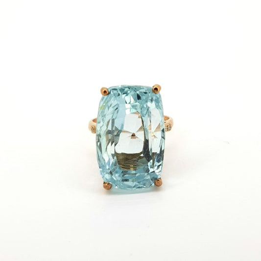 Vintage Blue Topaz and Diamond Cocktail Ring in 18ct Rose Gold