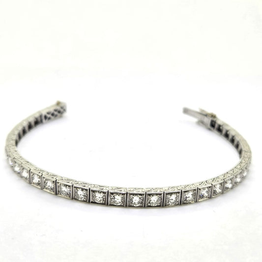 Art Deco 7.60ct Diamond Line Bracelet in White Gold