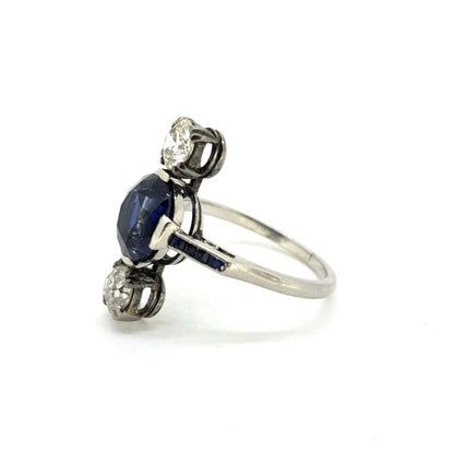 Sapphire and Diamond Three Stone Ring in Platinum