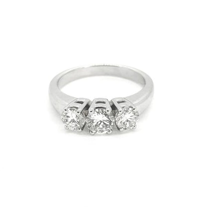 Three Stone Diamond Ring in 18ct White Gold, 1.00 carat total