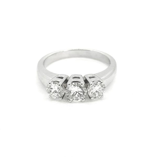 Three Stone Diamond Ring in 18ct White Gold, 1.00 carat total