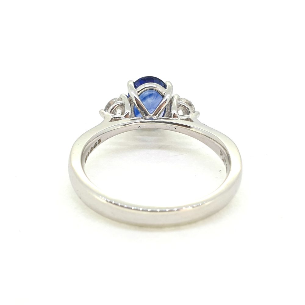 1.41ct Oval Sapphire and Diamond Three Stone Ring in Platinum