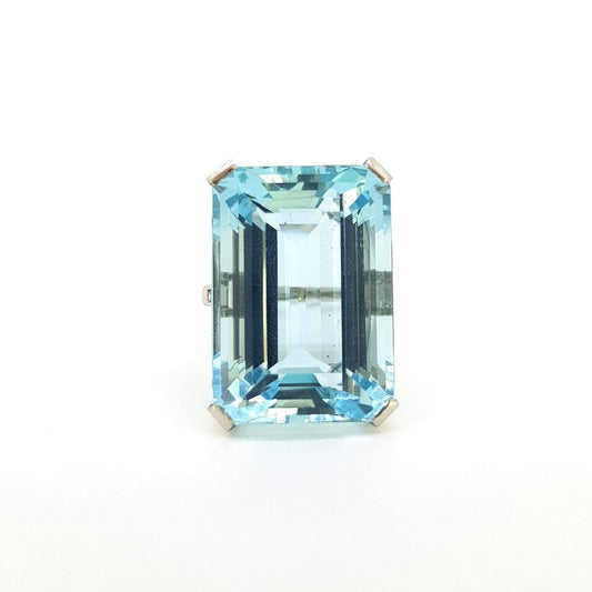 Vintage 54ct Aquamarine and Diamond Cocktail Ring