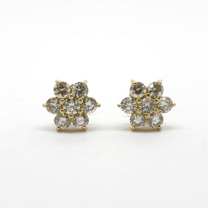 Diamond Flower Cluster Stud Earrings, 2.16 carats
