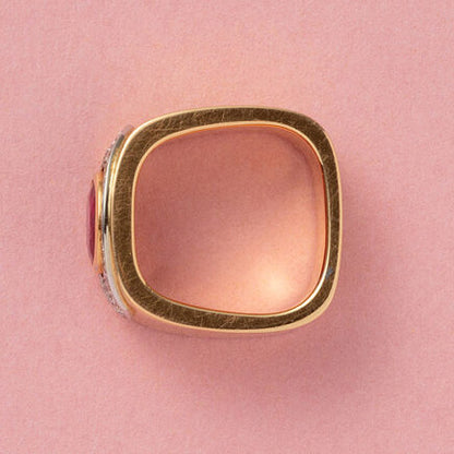 Chunky 18ct Yellow Gold Ring with 1.27 carat No Heat Natural Burmese Ruby and Diamonds