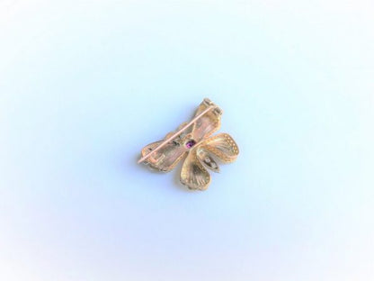Vintage Gem Set Gold Butterfly Brooch