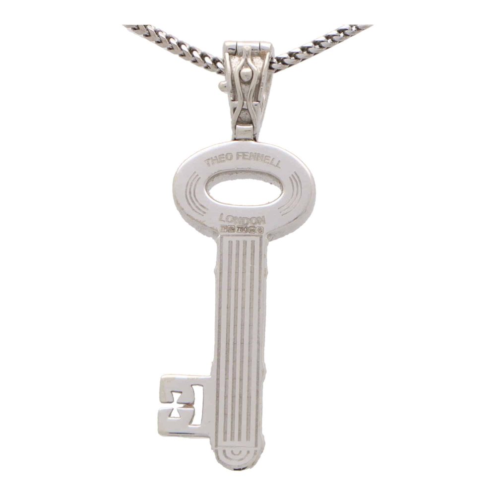 Vintage Theo Fennel 18K Diamond Key Pendant Necklace