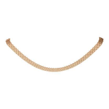 Mesh rose gold necklace.