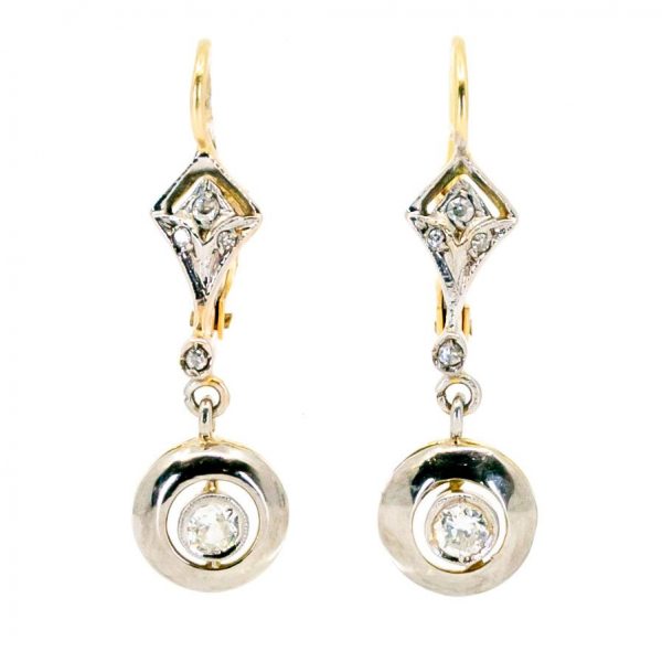 Antique Art Deco Diamond Drop Earrings