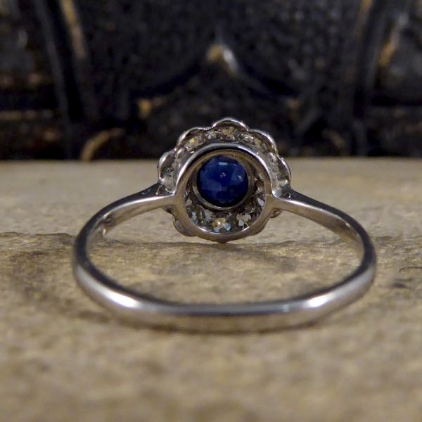Antique Art Deco Sapphire and Diamond Cluster ring