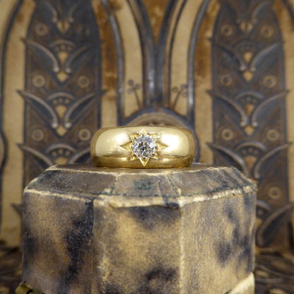 Antique Late Victorian Old Cut Diamond Star Set Band Ring