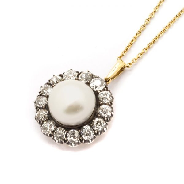 Antique Victorian Pearl and Diamond Pendant