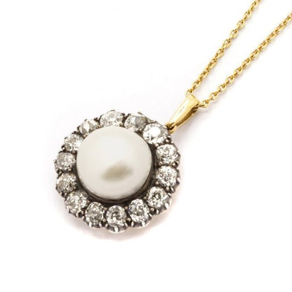 Antique Victorian Pearl and Diamond Pendant