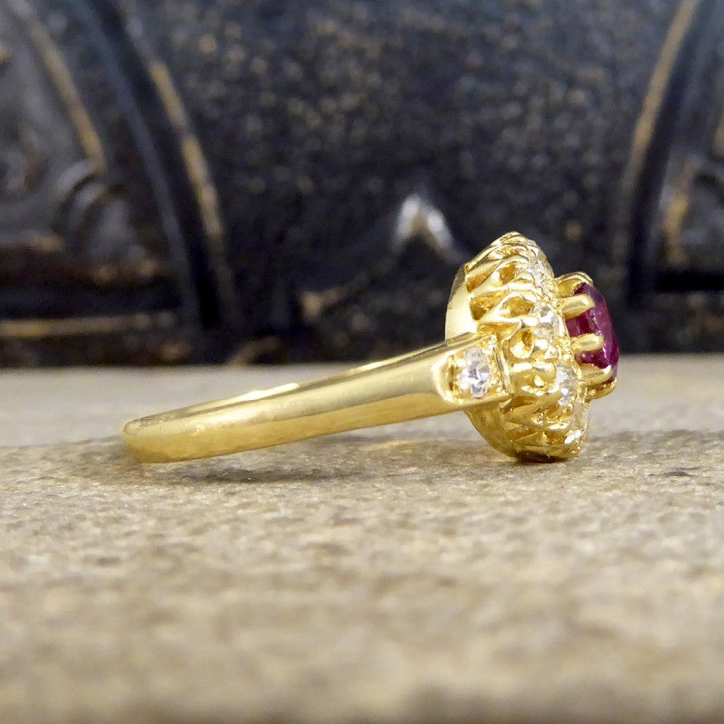 Antique Victorian Ruby and Diamond Cluster Ring