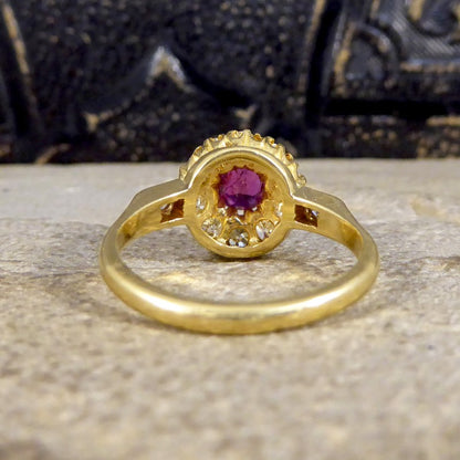 Antique Victorian Ruby and Diamond Cluster Ring