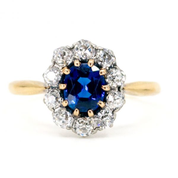 Antique Victorian Sapphire & Diamond Cluster Ring