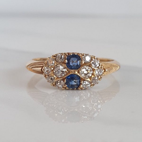 Antique Victorian Sapphire and Diamond Cluster Ring