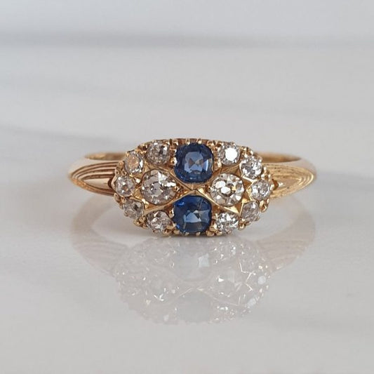 Antique Victorian Sapphire and Diamond Cluster Ring
