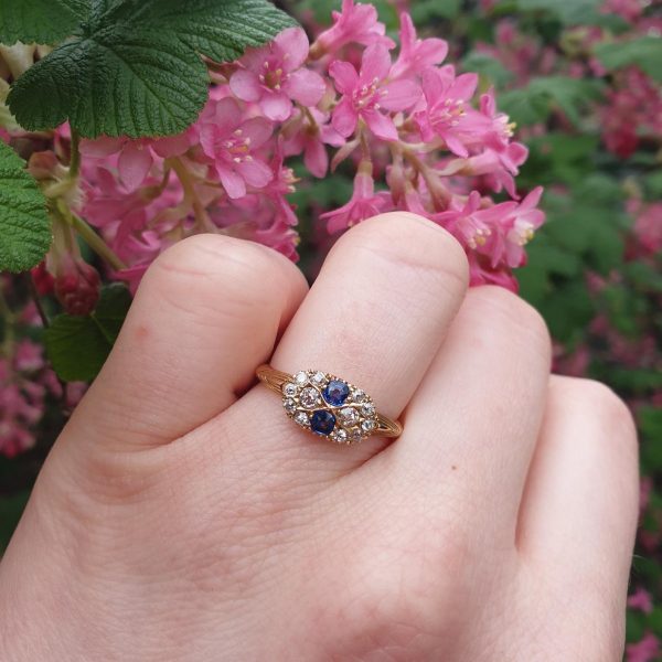 Antique Victorian Sapphire and Diamond Cluster Ring