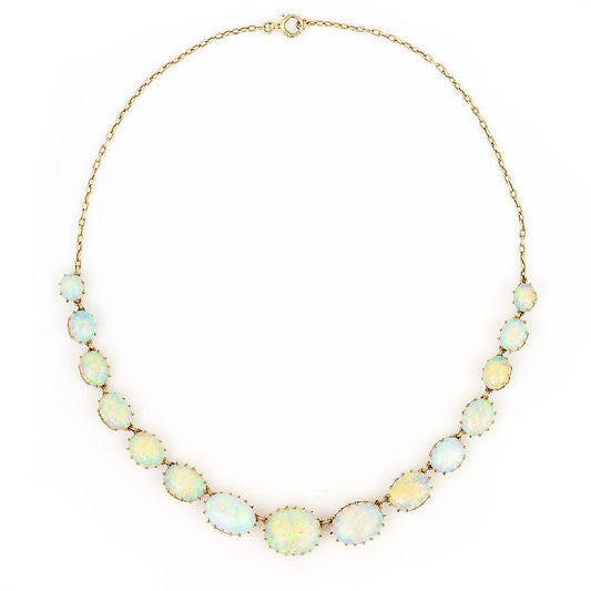 Antique Victorian Water Opal Riviere Collar Necklace, Late 19th century Circa 1880