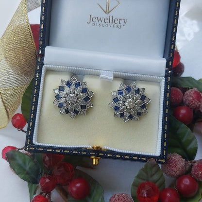 Art Deco Antique Diamond and Sapphire Clip Earrings B