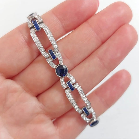 Art Deco Antique Sapphire and Diamond Bracelet