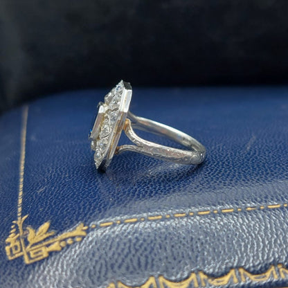 Art Deco Antique Sapphire and Old Cut Diamond Cluster Ring