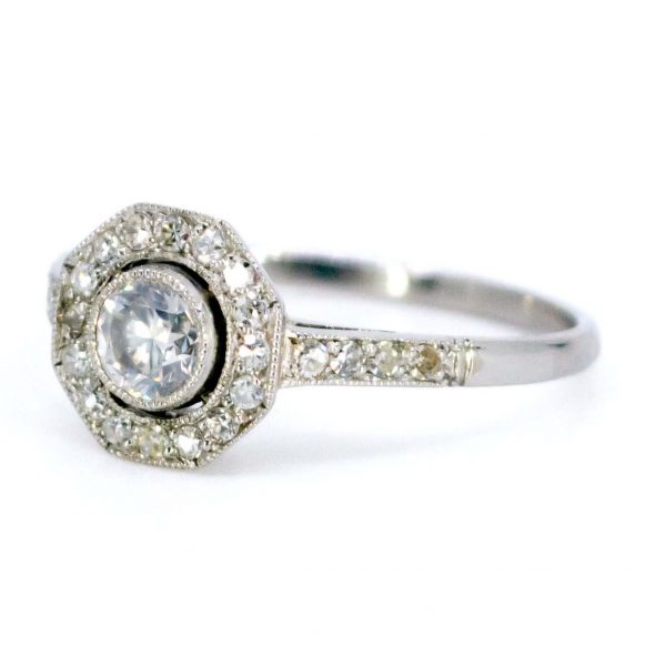 Art Deco Style Diamond Target Cluster Ring