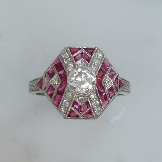 Art Deco Style Ruby and Diamond Ring
