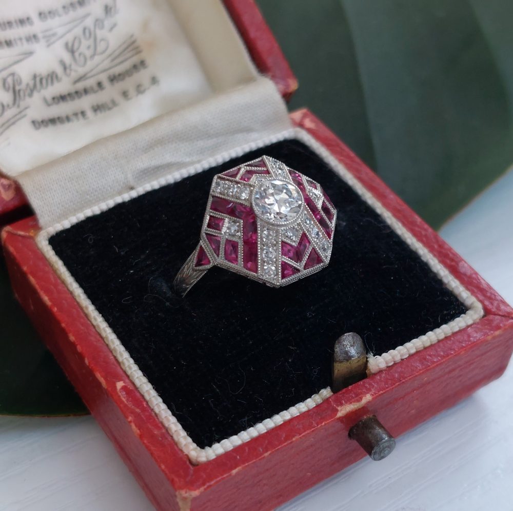 Art Deco Style Ruby and Diamond Ring