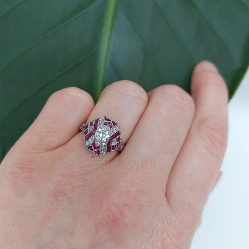 Art Deco Style Ruby and Diamond Ring