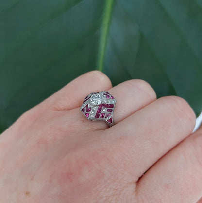 Art Deco Style Ruby and Diamond Ring