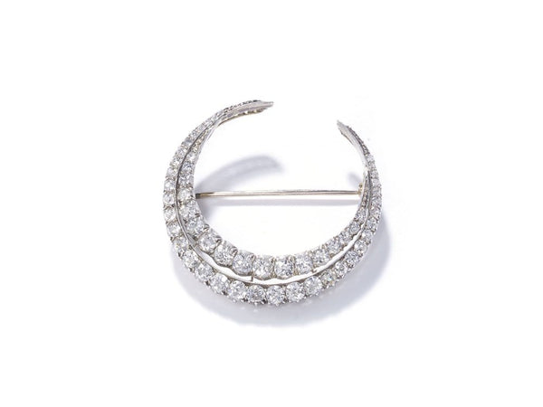 Antique Victorian Diamond Crescent Brooch