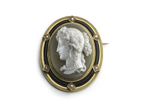 Antique Victorian Hardstone Cameo Brooch