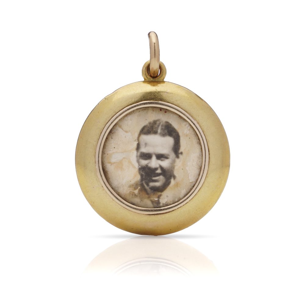 Victorian Antique Gold Locket Pendant with Blue Enamel and Old Mine Cut Diamonds