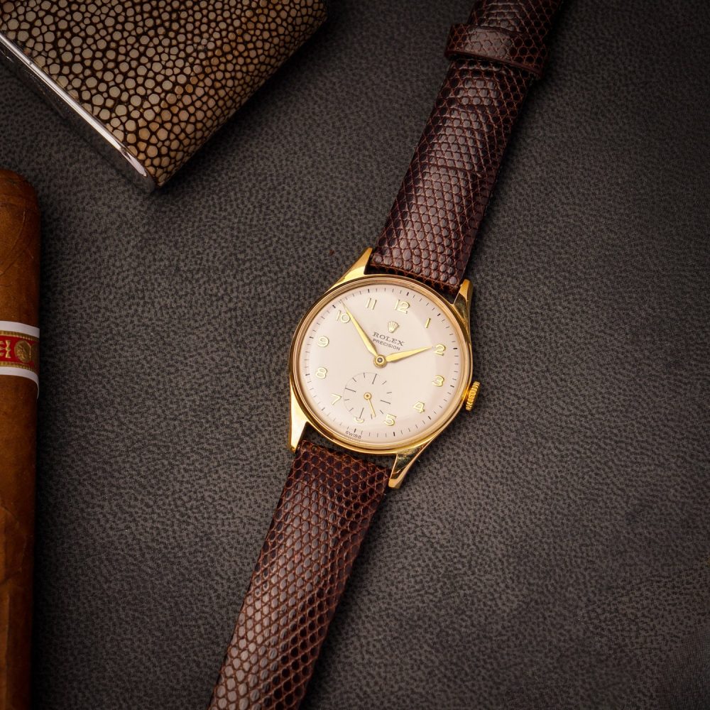 Vintage Rolex Precision 9ct Yellow Gold Manual Watch with Dennison Case, Circa 1957