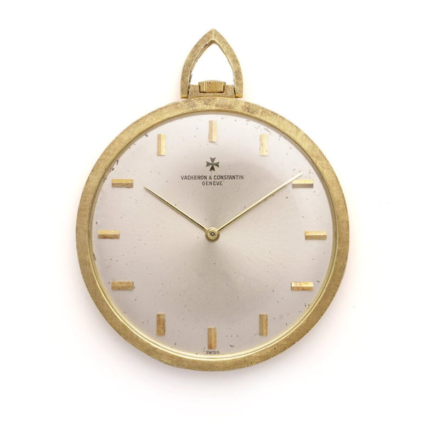 Vintage Vacheron Constantin 18ct Yellow Gold Open Face Extra Thin Dress Pocket Watch with brushed gold finish. Made in Switzerland, Circa 1960s